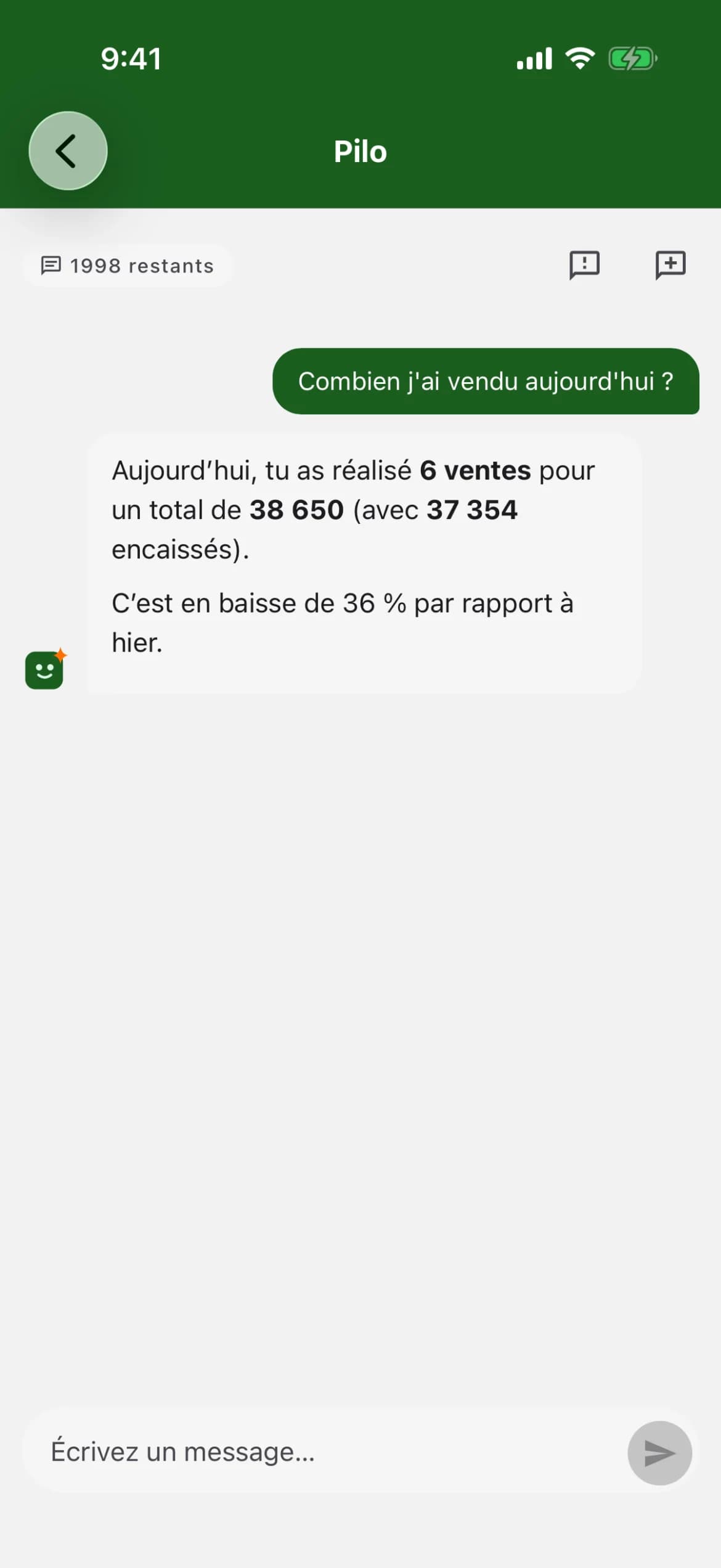 Conversation avec Pilo, l'assistant IA de StockPlus