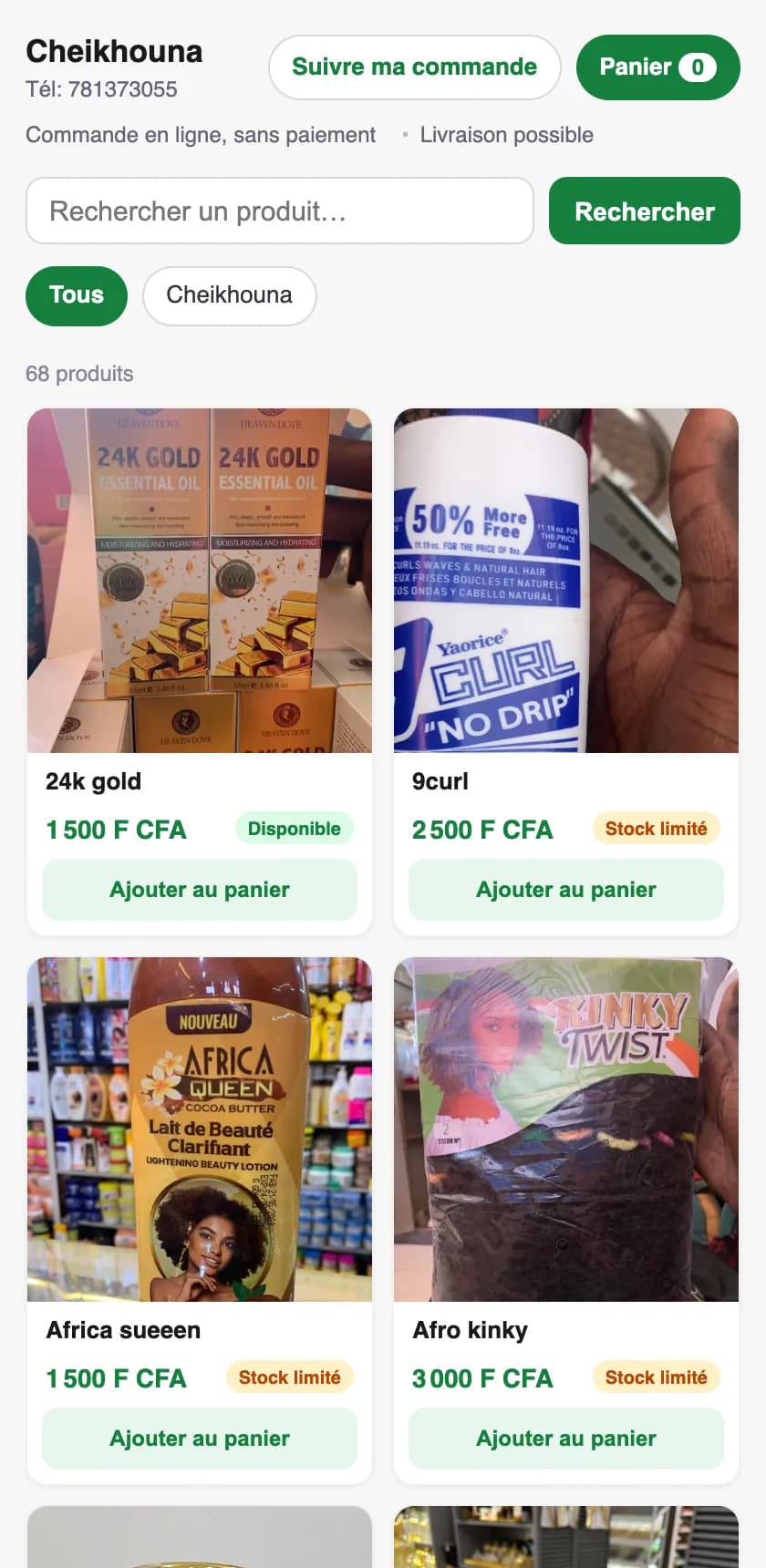 Boutique en ligne Cheikhouna sur StockPlus