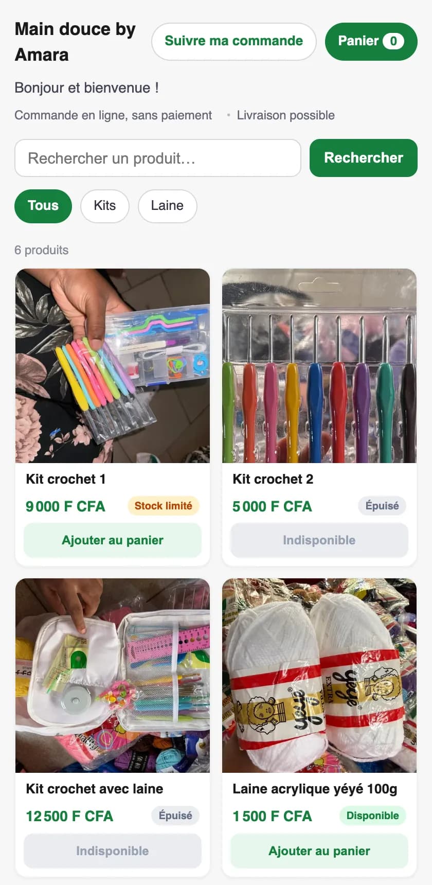 Boutique en ligne Main douce by Amara sur StockPlus